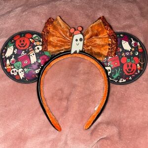 Disney Parks Halloween Minnie Mickey Mouse Ears Headband Ghost Glow in the Dark